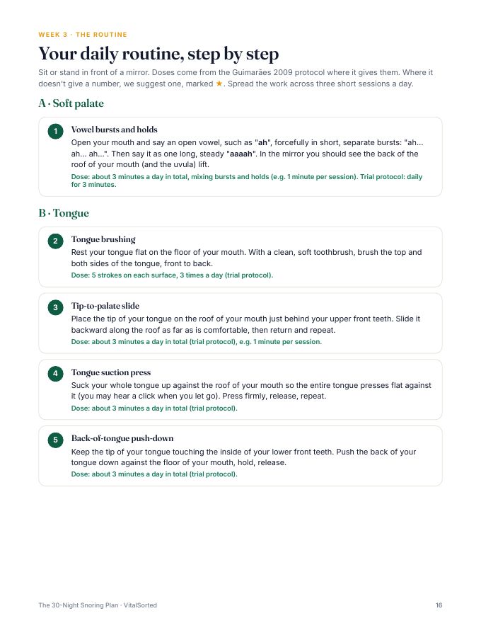 Daily exercise routine page